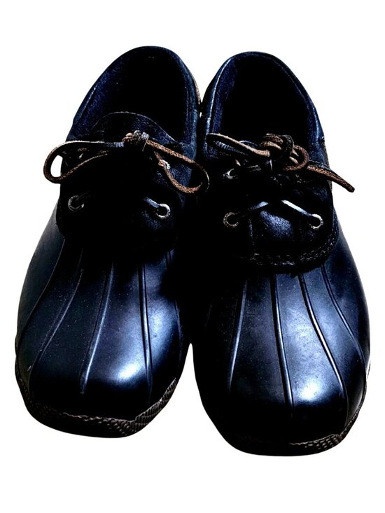 Sperry Shoes - Sperry Womens Black Duck Shoes Size 10M Waterproof Leather Rubber Sole Lace-Up
